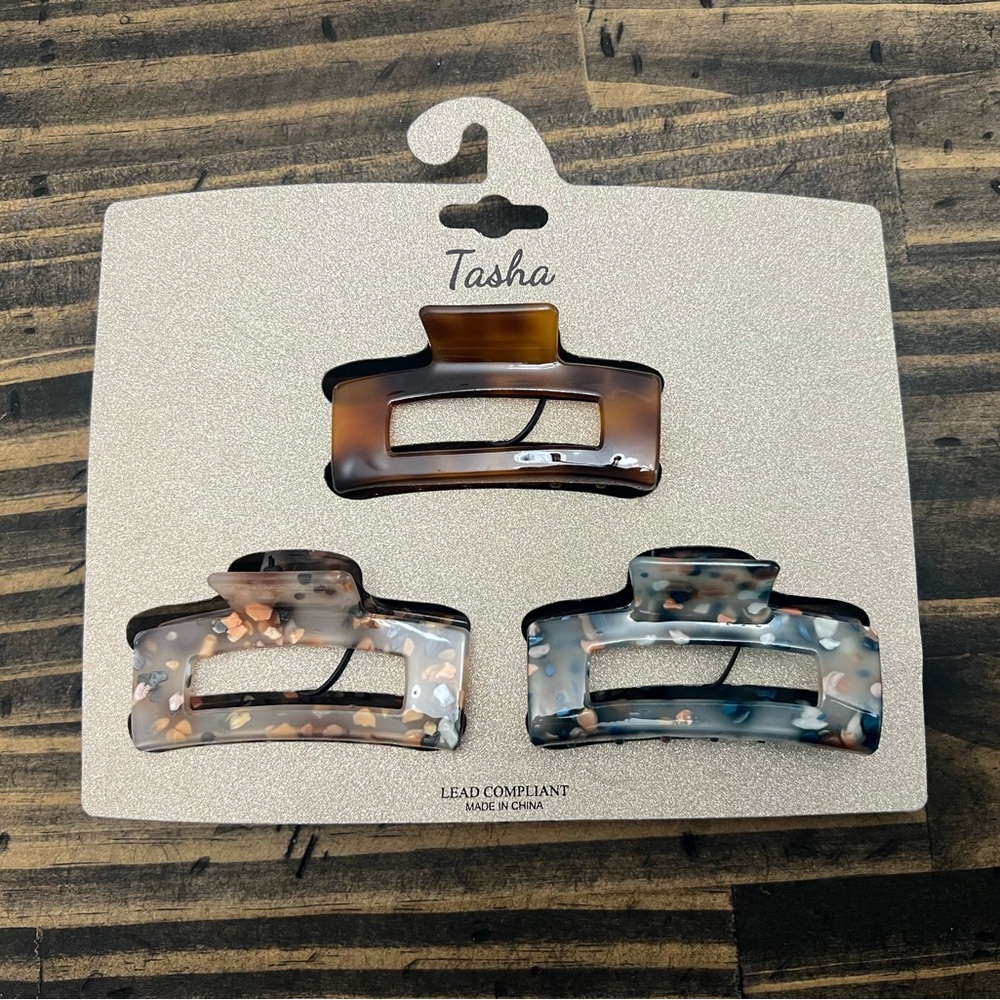 Tasha Multicolor Hair Claw Clip Trio